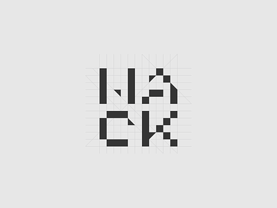 Hack grid hack hackathon identity logo pixels tech type wordmark