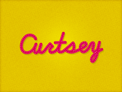 Curtsey cursive logo stitching