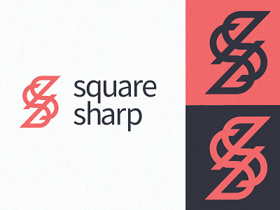 Square Sharp Concept 1 line monogram red s sharp square typography