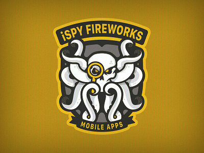 iSpy Fireworks badge branding crest emblem fireworks logo logo mark mascot octopus shield skull