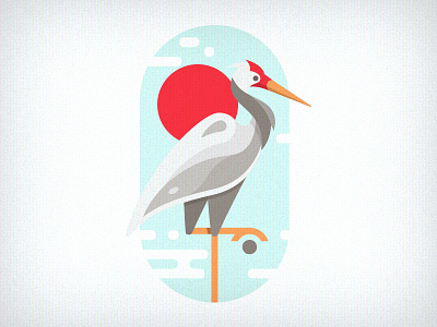Stork badge bird icon illustration logo nature stork