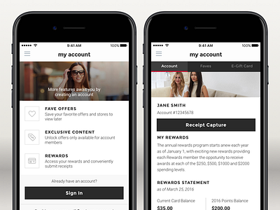 Retail App Account app fashion ios ios app iphone iphone app retail ui