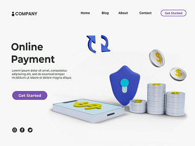 Online Payment Landing Page 3d business colorful concept design graphic graphic design illustration landing page page phone render rendering site template web website