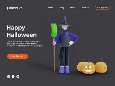 Halloween Landing Page 3d 3d illustration 3d render colorful design event graphic design halloween illustration landing landing page page pumpkin render rendering web website