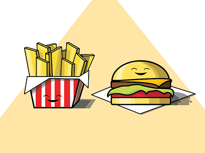 Fri and Hammy food french fries fries hamburger illustration