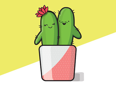 Mrs. Flower and Mr. Prickle animated cactus depth green happy pink pot succulent yellow