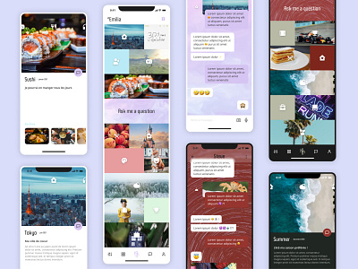 Social app concept color themes make friends meet messaging mobile app social ui