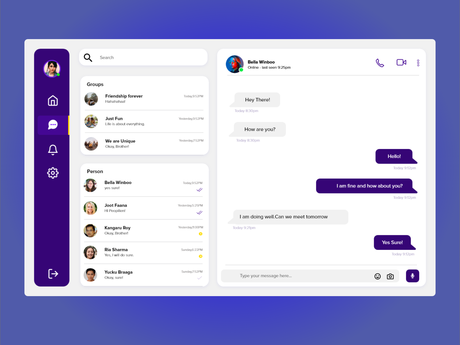 Direct Messaging Page by Sakshi Bangde on Dribbble