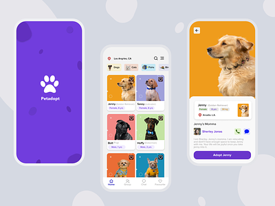 Pet Adoption App design logo ui vector