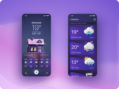 Weather forecast - Mobile App Deisign app design illustration ui