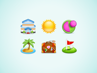 Holiday Icons 64px beach golf holiday hotel icon icons suitcase summer sun travel velcro