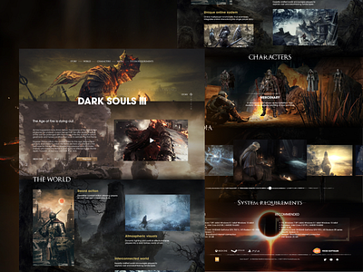 Souls Landing dark dark souls design fantasy game landing landing page rpg ui video games
