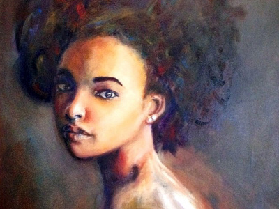 Portrait of a Woman african american afro black female female portrait illustration lady oil painting oils paint painting person of color portrait serene woman