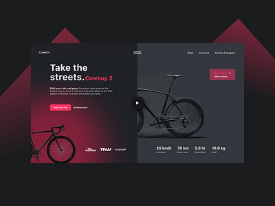 e-Bike landing Page brand identity branding design home homepage landing page site ui uidesign uiux user experience user interface ux web page webpage website