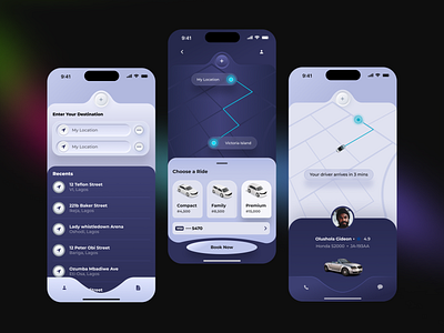 Cab Booking App app booking branding cab dark design driver graphic design light map mobile travel trip ui uiux ux