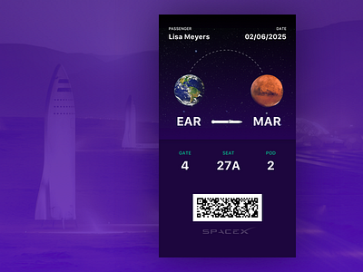 Boarding Pass boarding pass booking mars passenger rocket seat spacex