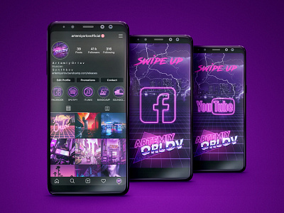 Instagram design for retrowave artist