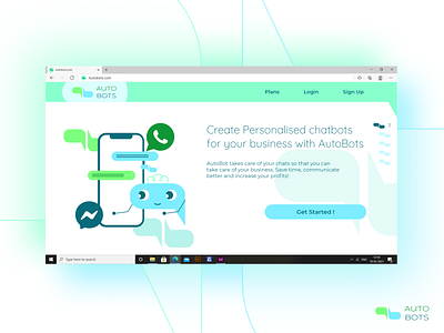 AutoBots | Customised ChatBot builder branding chatbot landing page ui uiux web design
