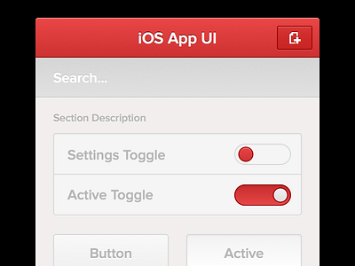 iOS App UI Kit app apple free gray ios iphone red simple sketch ui