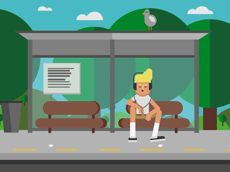 Train Stop Dude after effects animation character debut loop motion graphics