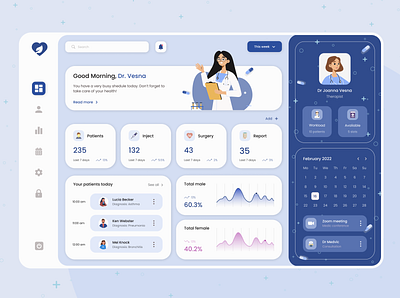 Medical Management Dashboard Design👩‍⚕️ app charts clinic dashboard design doctor health healthcare healthcare app hospital hospital manegement interface management medical app medicine patient schedule ui ux webdesign