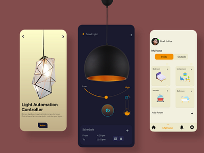Light controll app graphic design light controll app mobile app mobile ui ui uiux ux