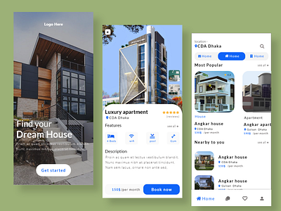 Real estate app design by Nur Hossan UI/UX on Dribbble