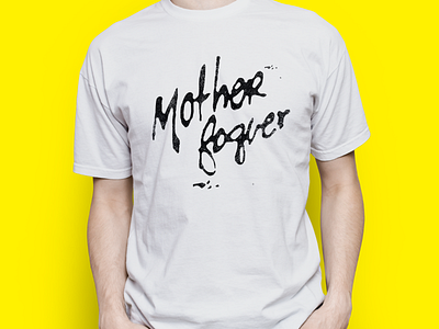 MOTHERFOQUER black handmade tshirt type vector white yellow