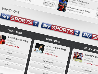 SkySports - Apple TV ios ipad sports ui ux