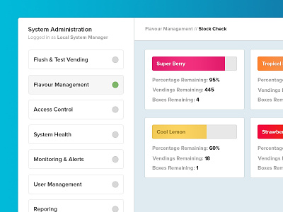 System Stats admin health monitor touchscreen ui