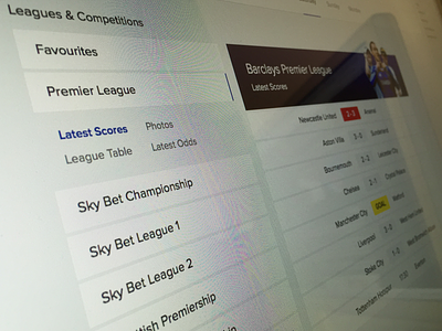 Sky Sports Score Centre app football redesign score soccer ui web