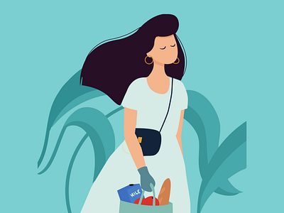 Groceries and Stuff brunch fashion flat illustration girl illustration graphic design grocery shopping lady minimal shopping vector vector artwork woman