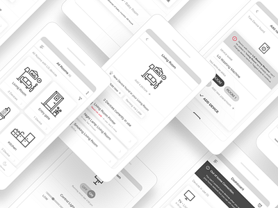 Wire Frames- IoT for smart homes app complex reduction interface minimalism navigation ui user flow wire frames