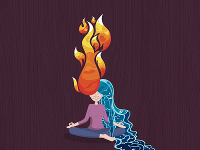Fire and water art character fire girl graphic art graphics illustration pattern patterns water