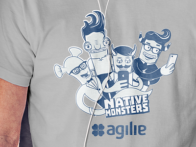 T-shirt "Native Monsters" android animation art clothing flat clean simple interface mobile ios iphone sketch style t shirt ui ux