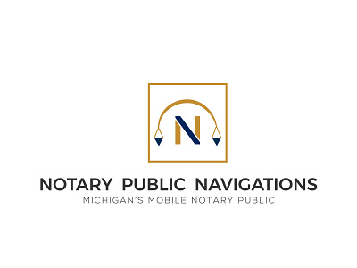 NOTARY PUBLIC NAVIGATIONS MICHIGAN'S MOBILE NOTARY PUBLIC Logo 3d branding graphic design logo navigation logo design notary notary brand notary brandidentity notary logo design