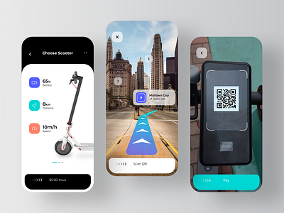 Rent Scooter Application app augmented reality augmentedreality driving rent rental rental app rentals riding rondesign san francisco scan scooter spot vehicle