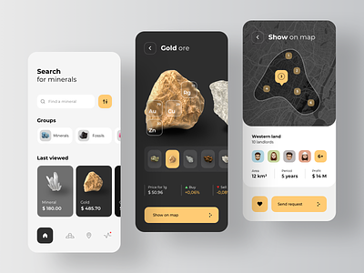 Minerals and natural resources application app design gold illustration minerals resources rondesign ui