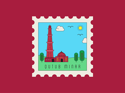 Qutub Minar stamp icon icon illustraion stamp