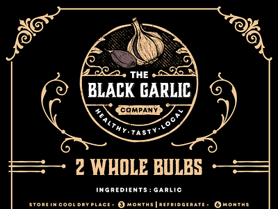 Label Design for The Black Garlic decoration handdrawn label label design oldschool organic retro rustic vintage vintage label design