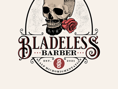 Bladeless barber logo design vintage design