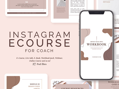 INSTAGRAM E-COURSE FOR COACH abstract branding coach creativemarket ecourse engagement graphic design indesign instaworkbook workbook