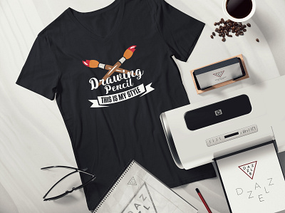 Drawing pencil this is my style T-Shirt Design branding design graphic design illustration logo logo design shirt t shirt t shirt design vector