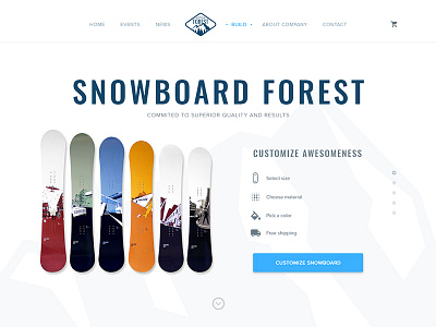 Snowboard Forest custom build custom snowboard ui web design
