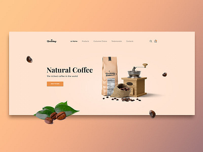 Coffee beige coffee natural orange promo product web design