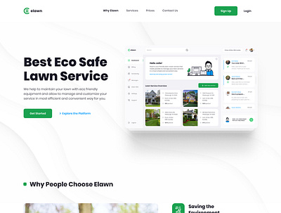 Elawn Eco Lawn Care Service casestudy dashboad eco landing page lawn lawn care lawn care service lawncare mobile product design service style guide ui ux ux case study web design