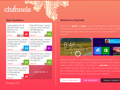 Channels Chat/Quesitionaire chat stack overflow windows 8