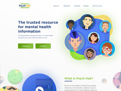 PsychHub cta health hero banner homepage design illustration