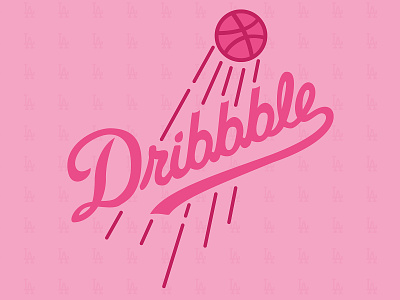 Hello Dribbble World! baseball chris sequeira design dodgers dribbble first dribbble first dribbble shot first post first shot firstshot pink script font thank you typogaphy