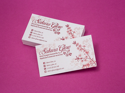 Oriental Style Business Cards branding business cards cherry blossom colourful design graphic design natural online store organic pink product photography social media